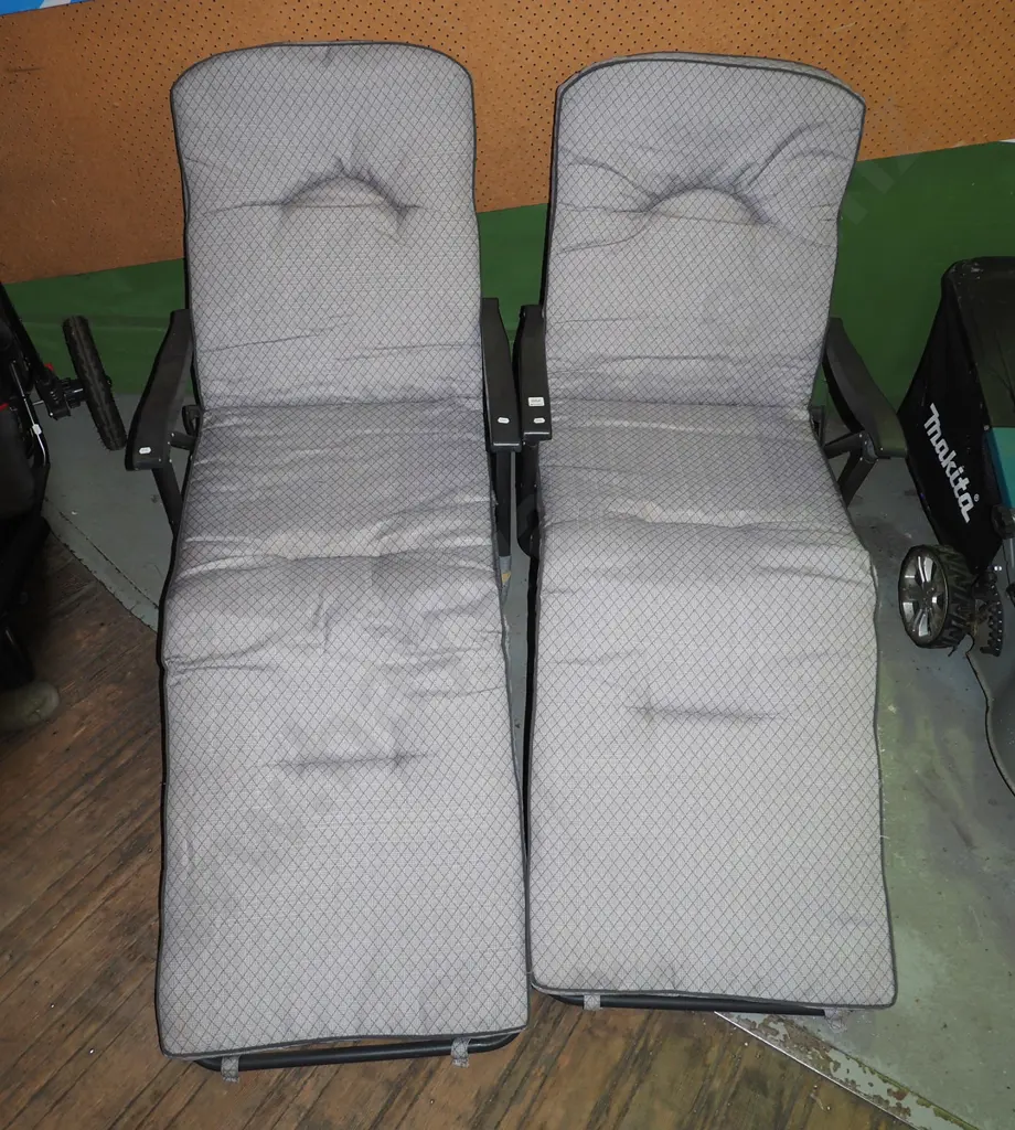 2x upholstered sun loungers Image 1++