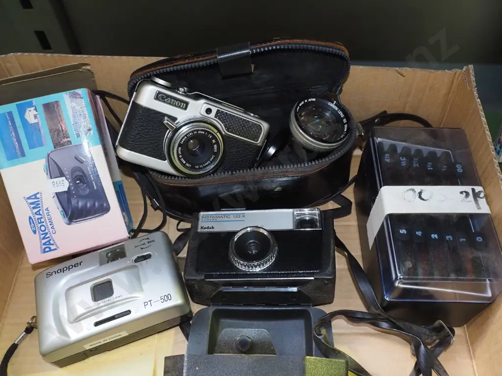box; 35mm cameras, lens etc Image 1++