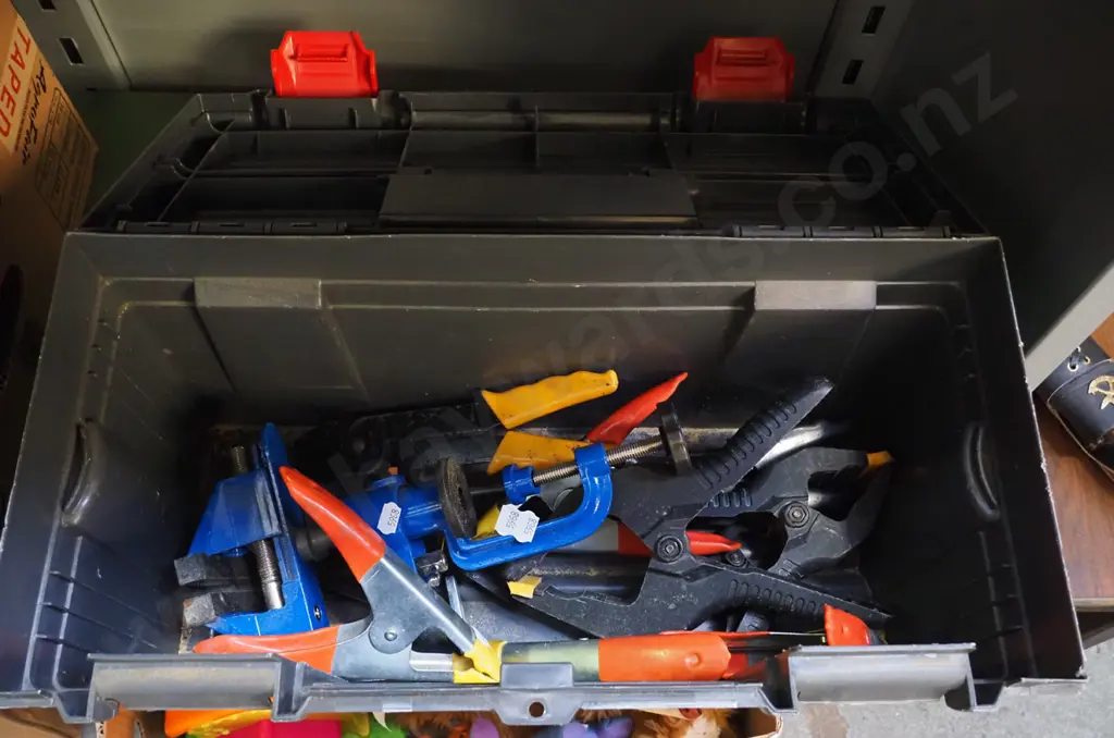 tool box; hobby vice, clamps, wire strippers etc Image 1++