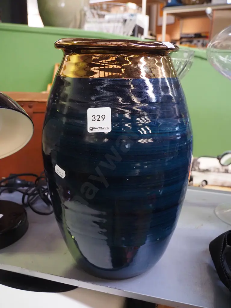 blue and gold glazed vase H-300 Image 1++
