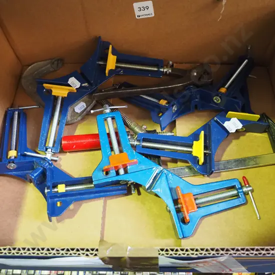 box; clamps, pliers