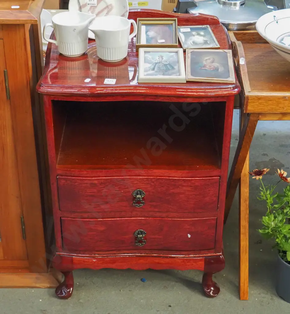 mahogany 2 drawer bedside cabinet Image 1++