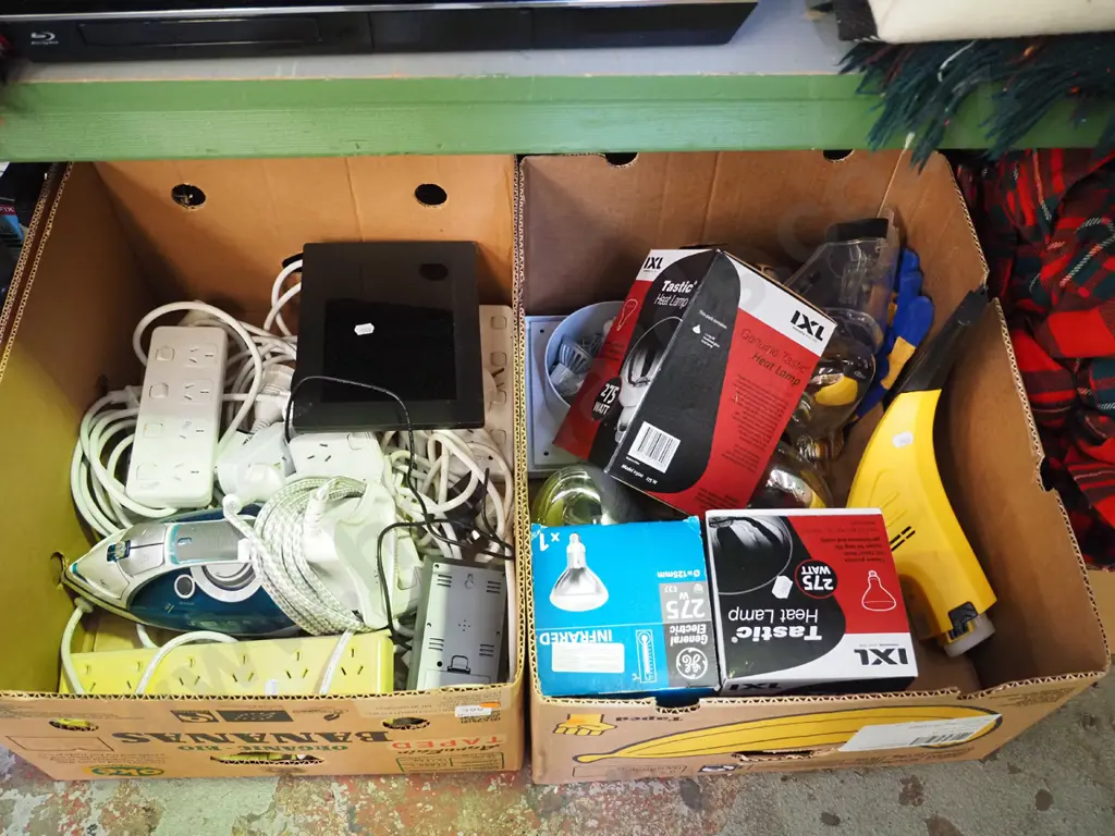 2x boxes; multi boards, digital photo frames, iron, window washer etc Image 1++