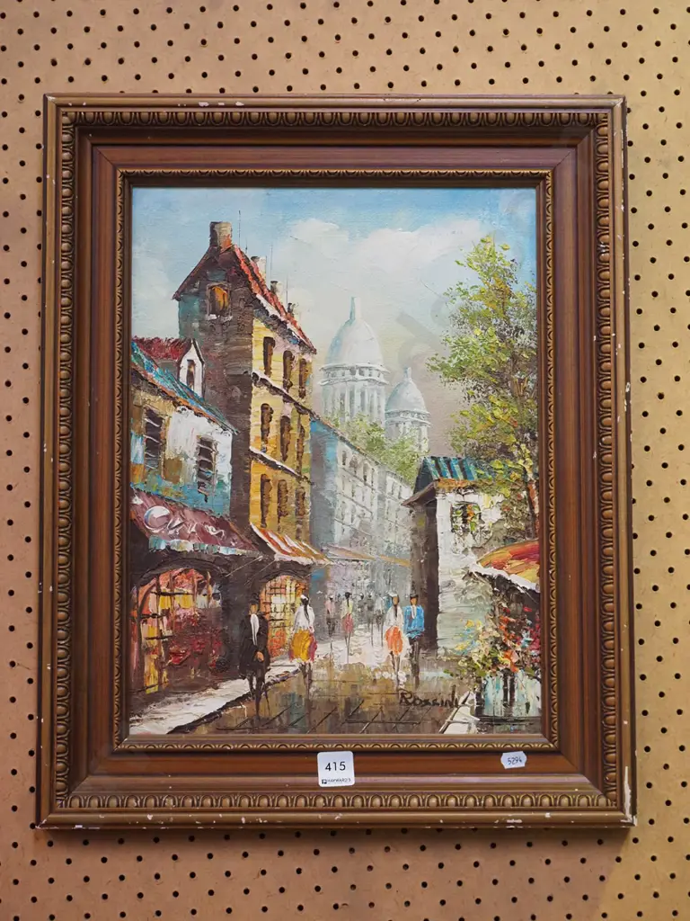 framed oil - street scene Image 1++