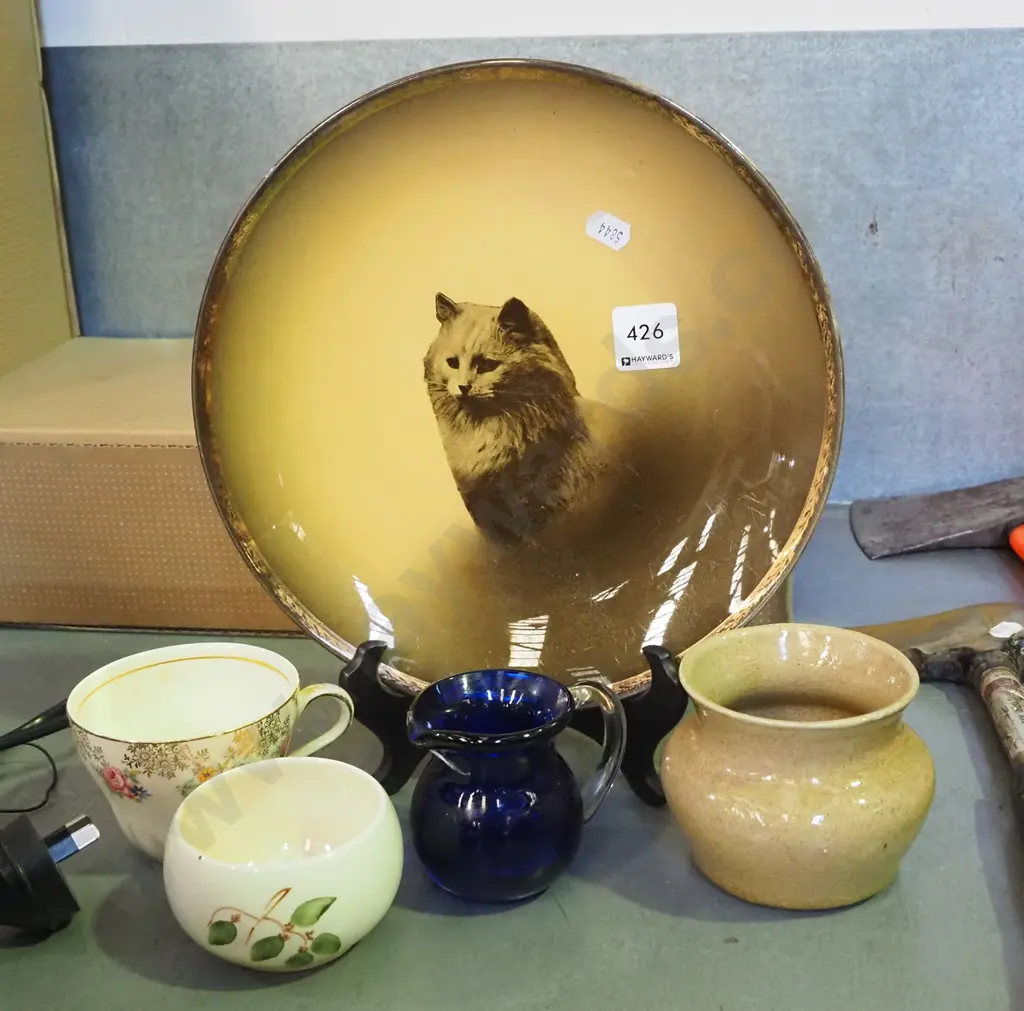 Ridgeway cat plate, cups, bowls etc Image 1++