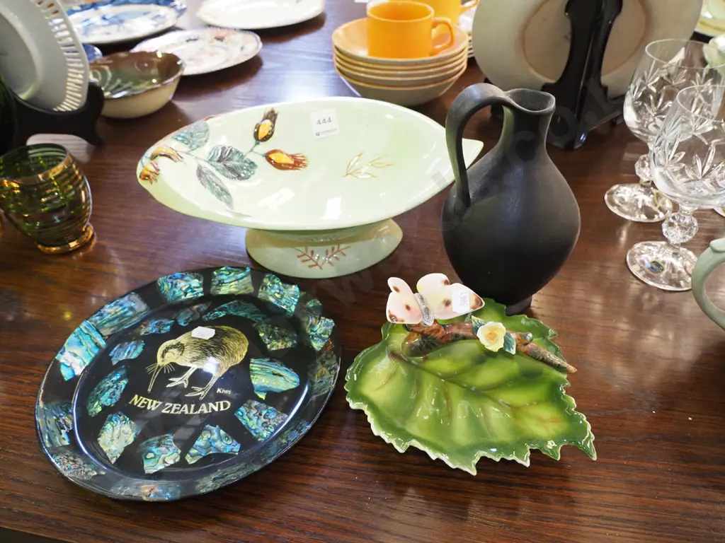 Carlton ware footed bowl, small jug, butterfly dish, NZ souvenir plate Image 1++