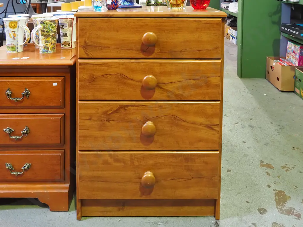 mdf fuax wood veneer 4 drawer chest H-840 W-585 D-410 Image 1++