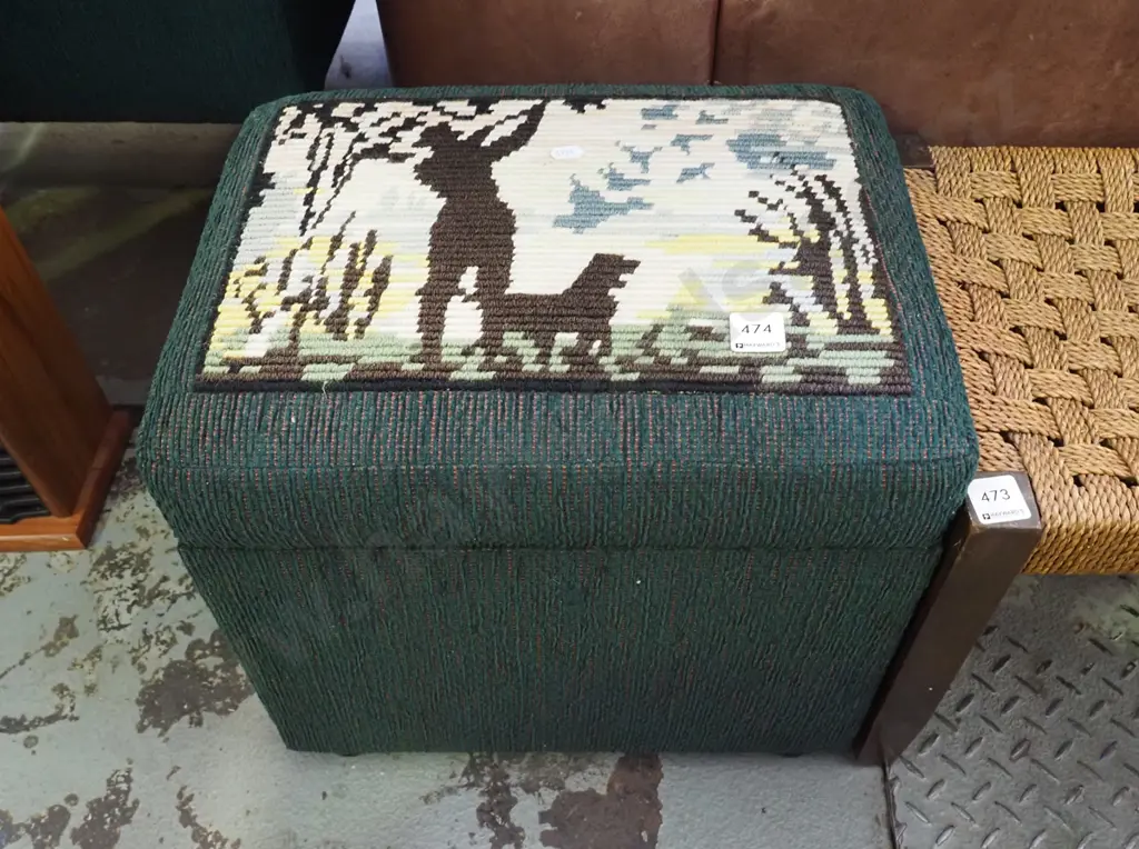 tapestry topped storage ottoman Image 1++