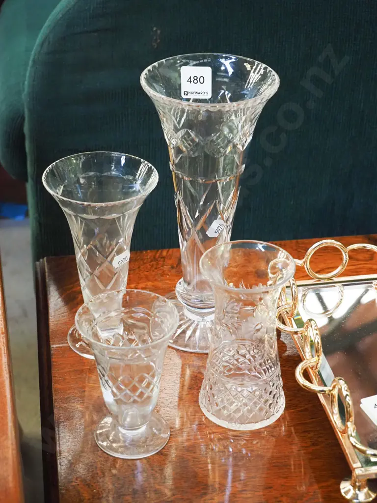 4x cut crystal vases H-230 Image 1++