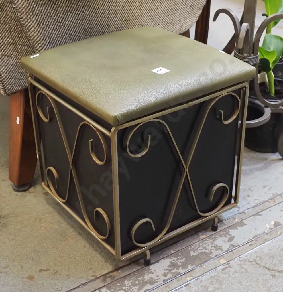 retro metal and vinyl wood bin Image 1++
