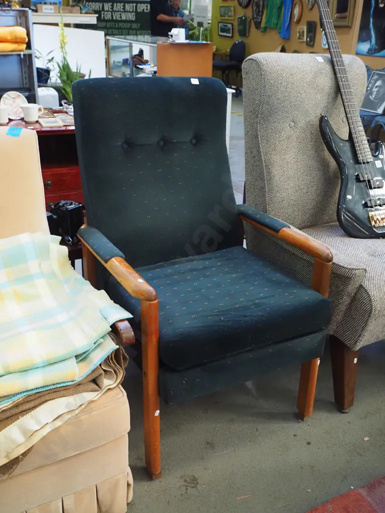 upholstered and wood invalids chair Image 1++