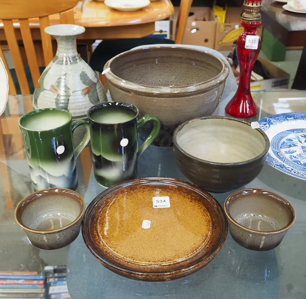 Temuka bowls, studio pottery bowls, cups, vase Image 1++