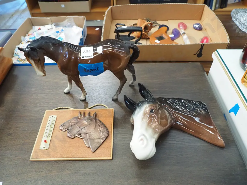 horse head silhouette, Beswick horse - repair to leg, thermometer Image 1++