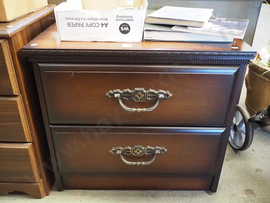 mdf and mahogany 2 drawer bedside cabinets Image 1++