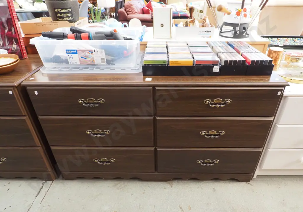 mdf faux wood veneer 6 drawer lowboy  H-660 W-1140 D-410 Image 1++
