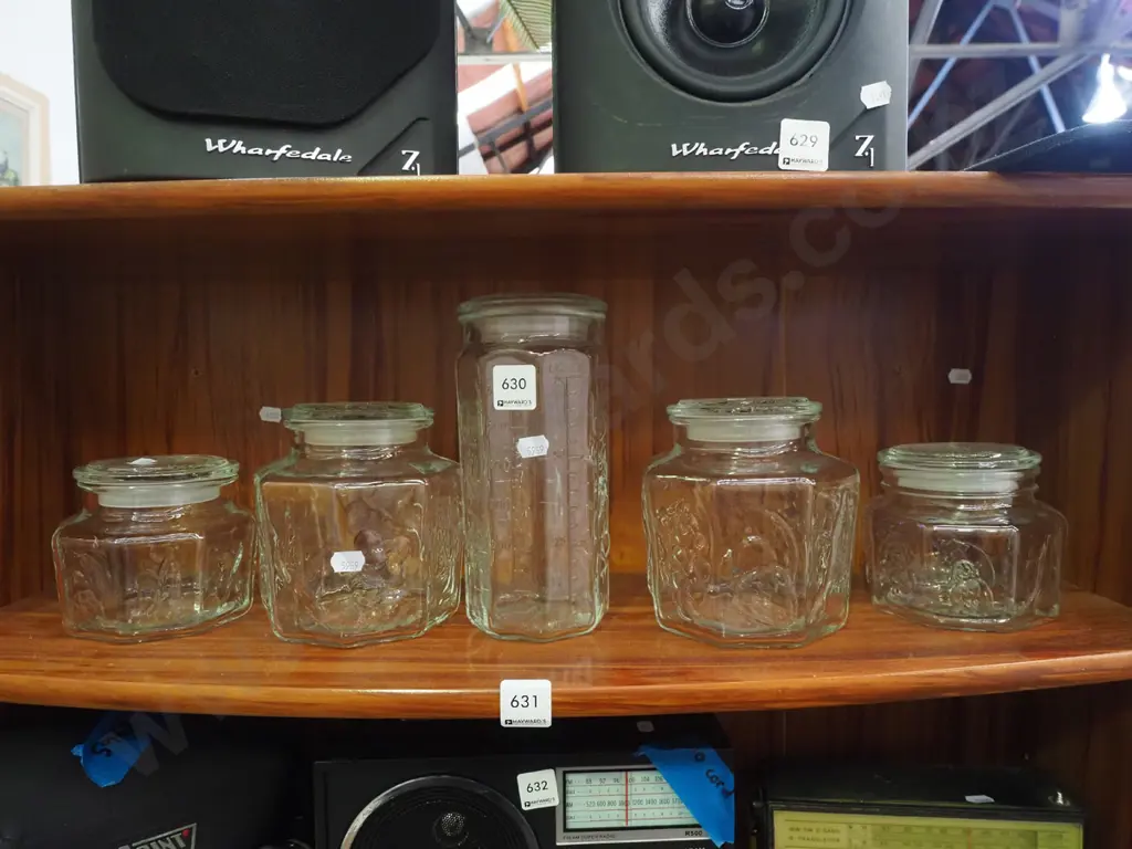 5x glass storage canisters Image 1++