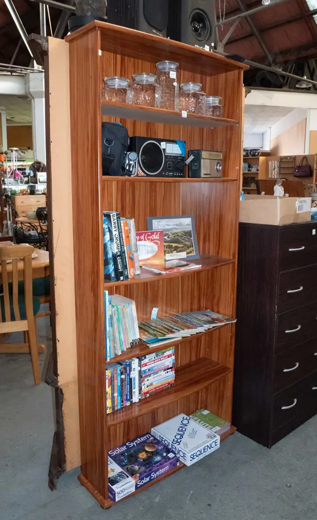 mdf faux wood veneer adjustable bookcase H-1790 W-800 D-210 Image 1++