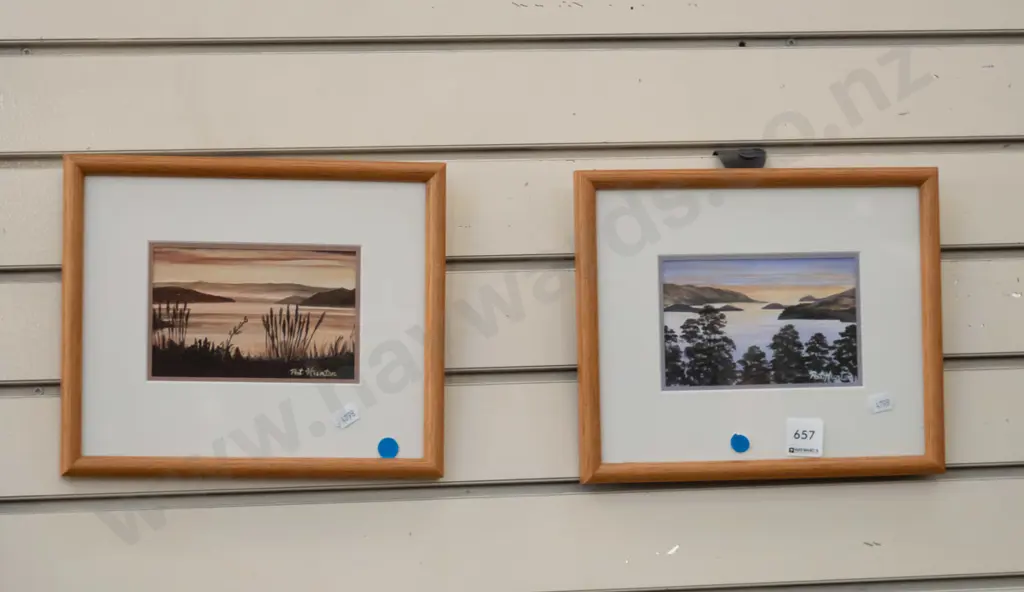 2 framed oils -  blue dots Image 1++