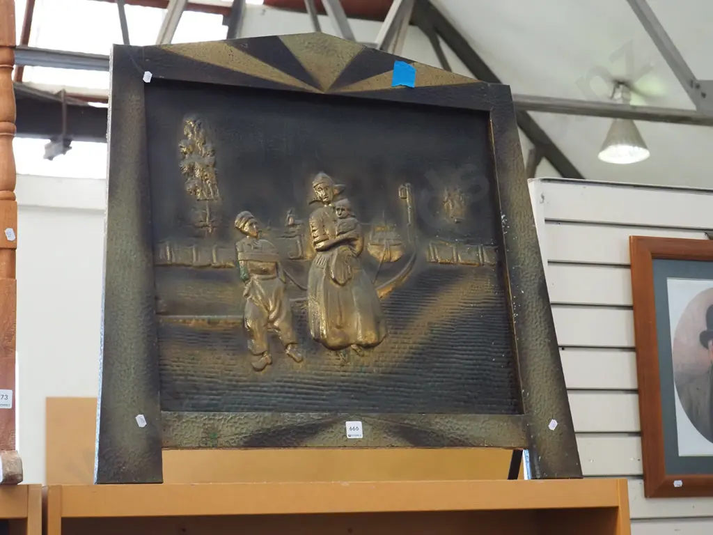 pressed brass Dutch themed firescreen Image 1++
