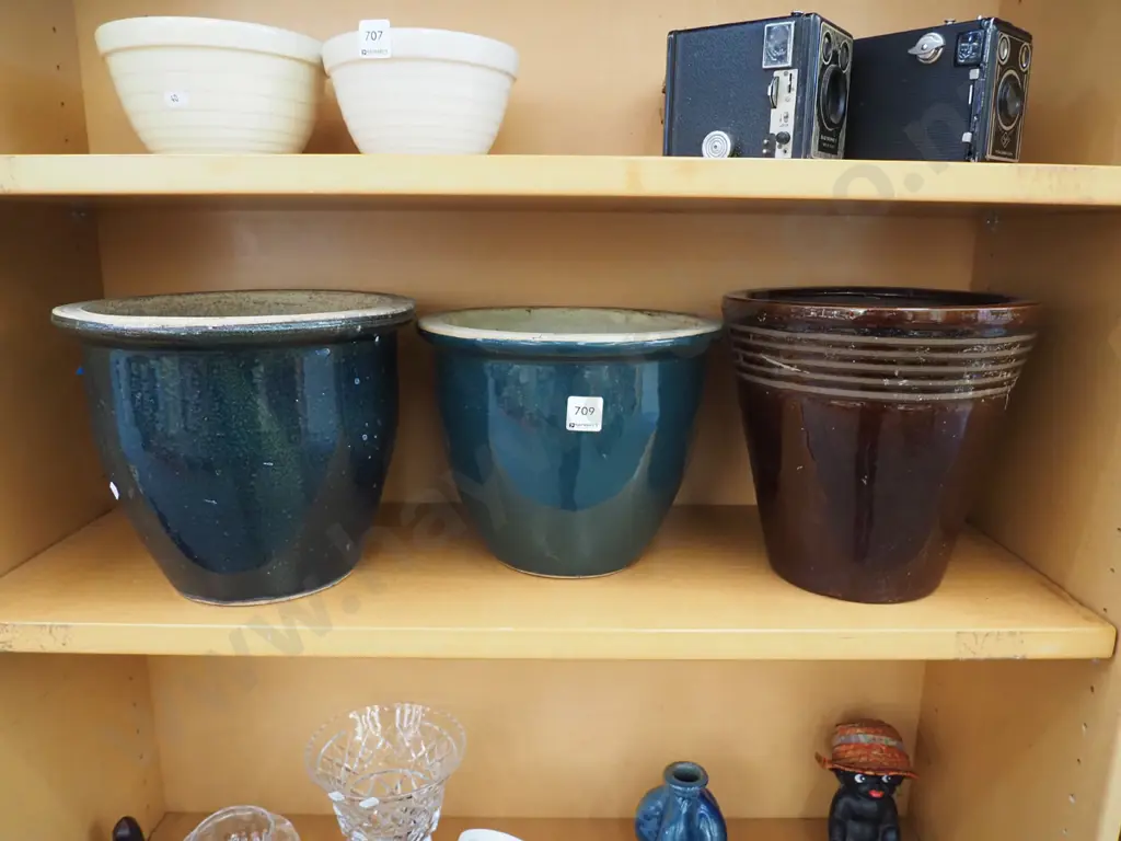 3x glazed garden planters Tallest 220 Image 1++