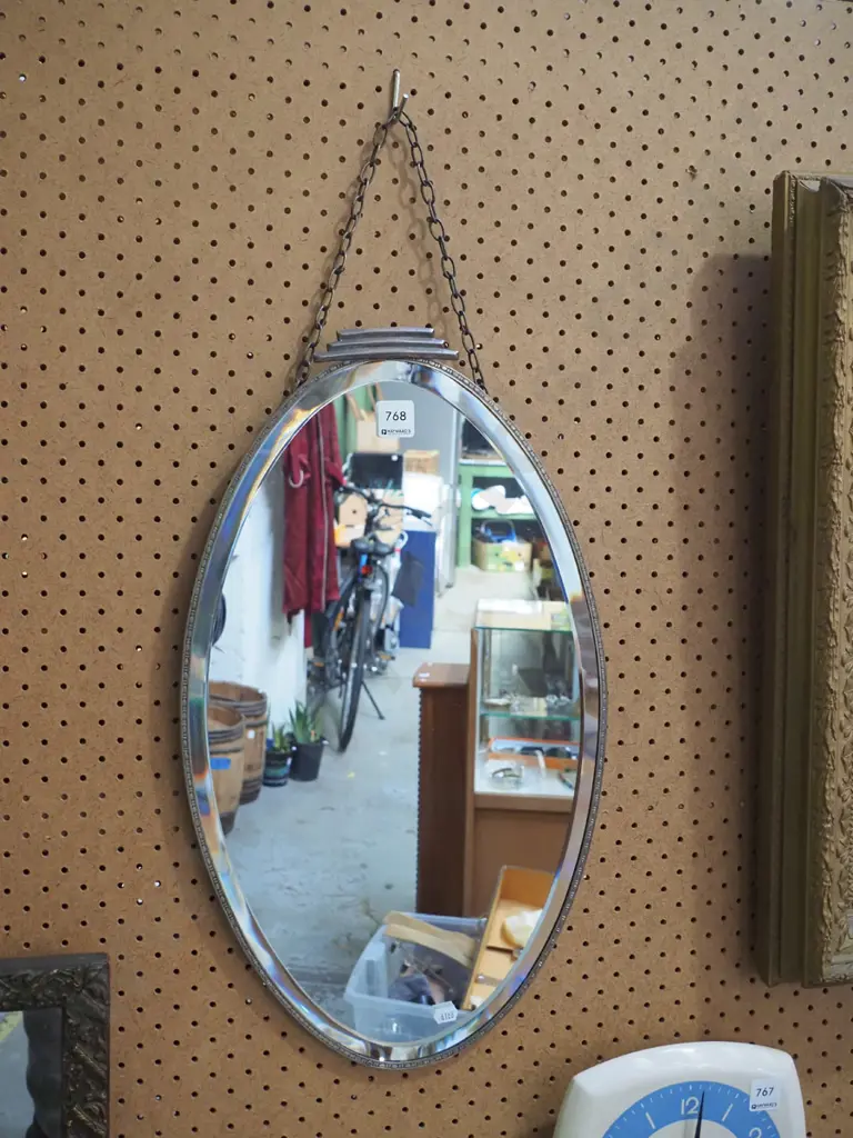 bevelled edge oval wall mirror H-530 W-310 Image 1++
