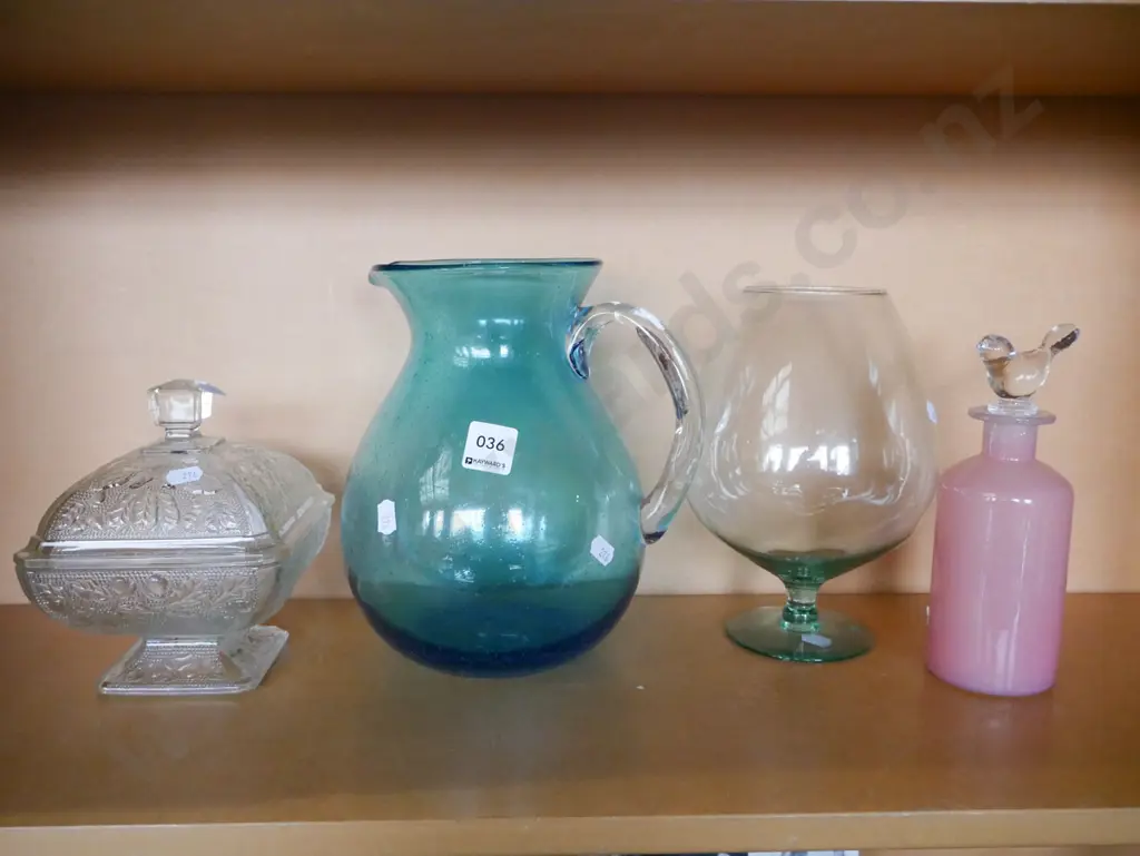 glass ware; canisters, jug, goblet vase Image 1++