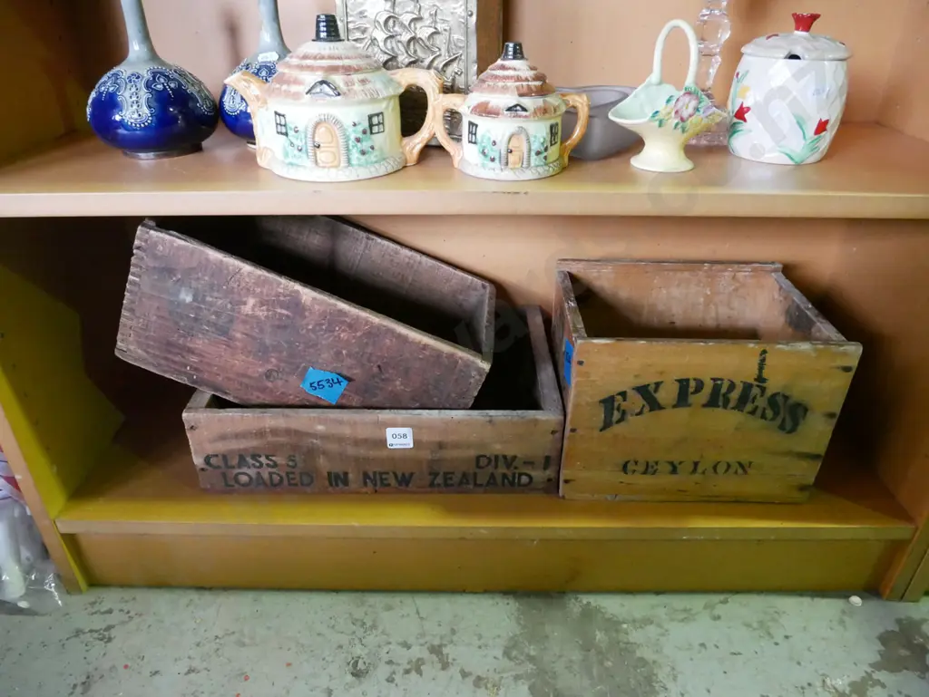3x vintage wooden boxes Image 1++