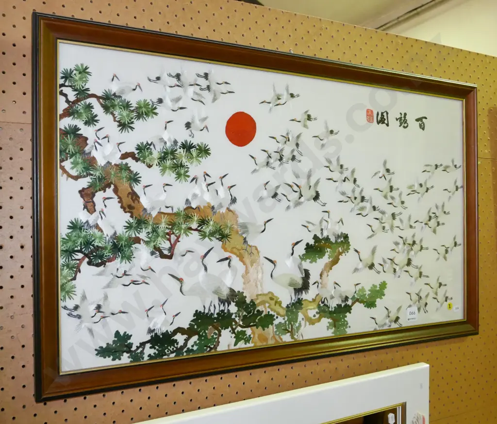 framed heron needlework Image 1++