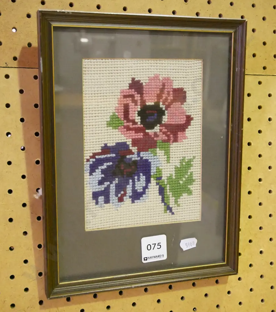 small framed floral needlework Image 1++