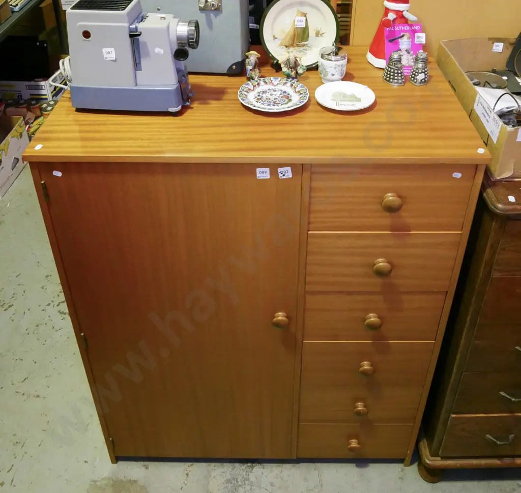 mdf faux wood veneer 6 drawer manrobe H-1140 W-910 D-550 Image 1++