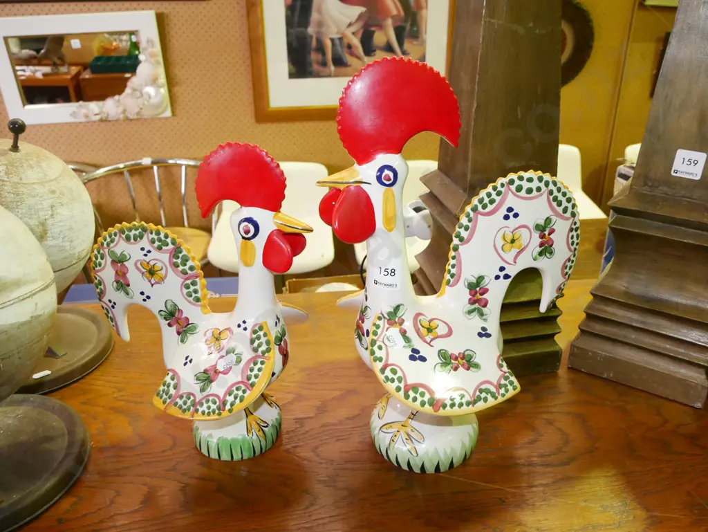 pair of Portugese hand painted chickens H-350 Image 1++