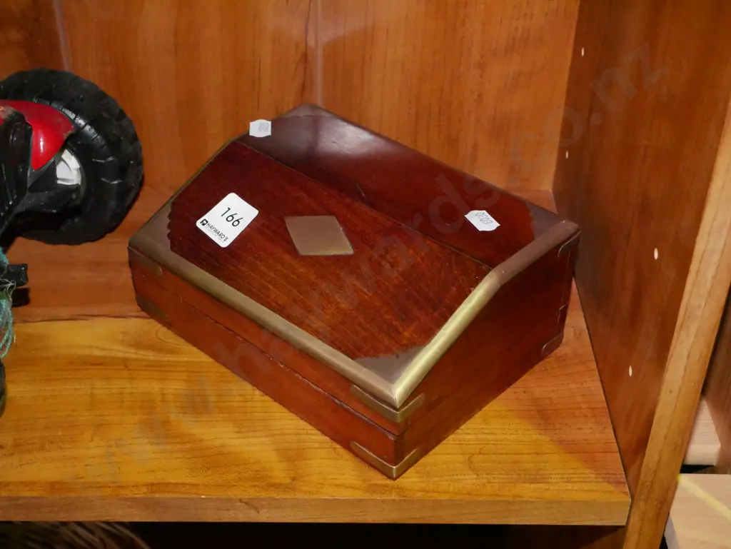 small brass bound mahogany trinket box Image 1++