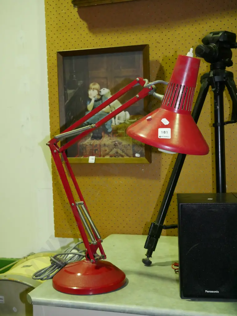 Superlux red anglepoise lamp Image 1++