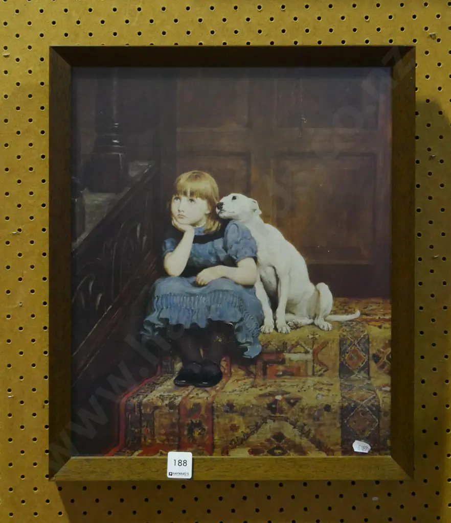 framed print - girl and dog sitting on stairs Image 1++