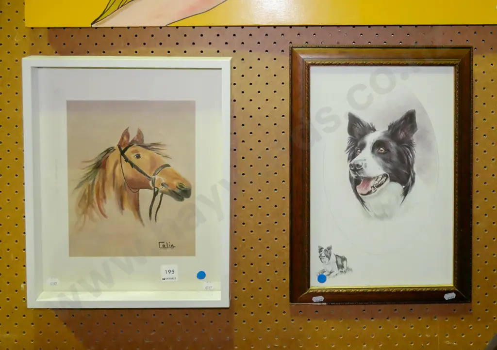 framed watercolour, framed print - blue dots Image 1++