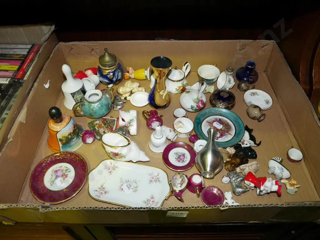 box of miniatures; Limoges, bells, vases etc Image 1++