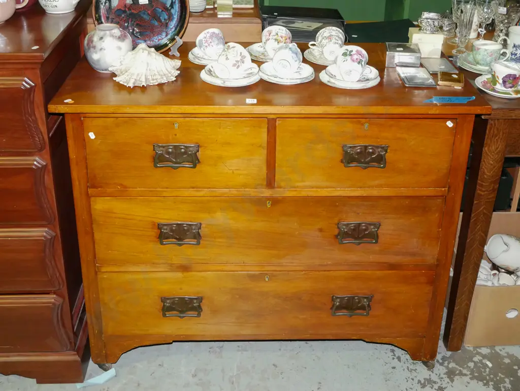 Edwardian rimu 4 drawer chest - borer on sides Image 1++