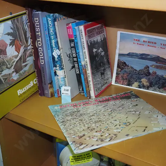 shelf of NZ books