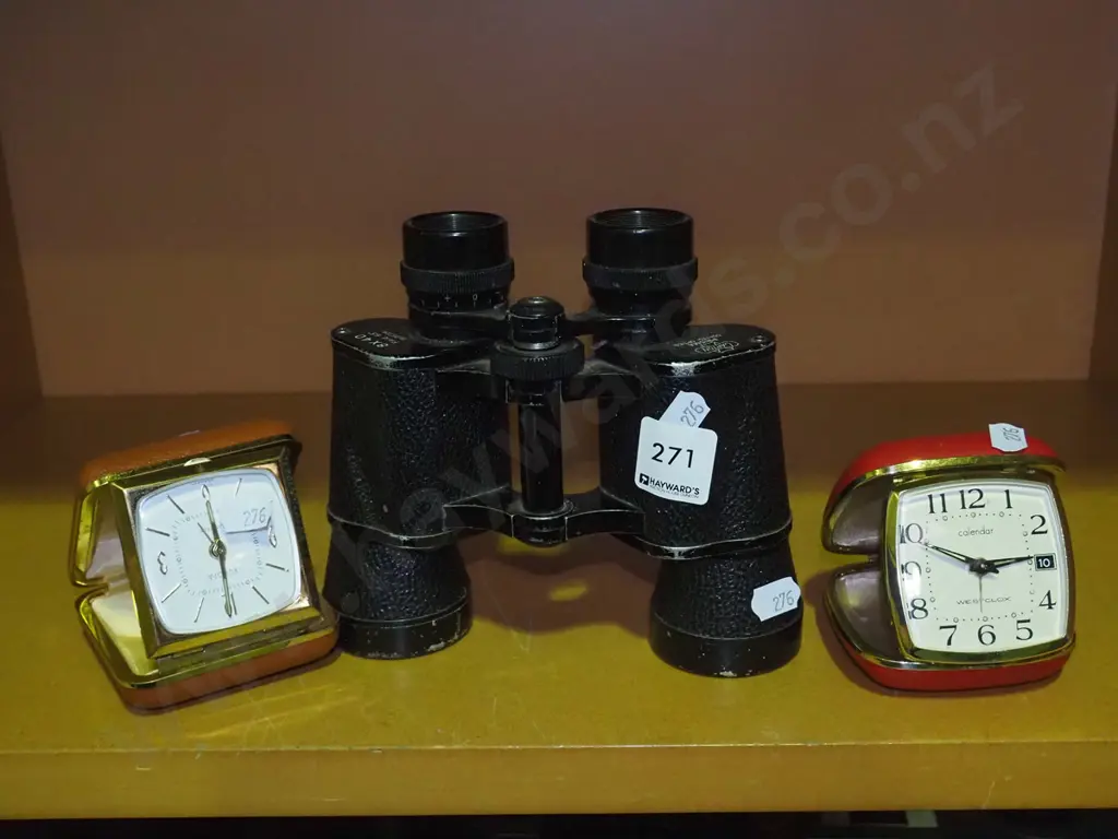 2x bedside alarm clocks, binoculars Image 1++