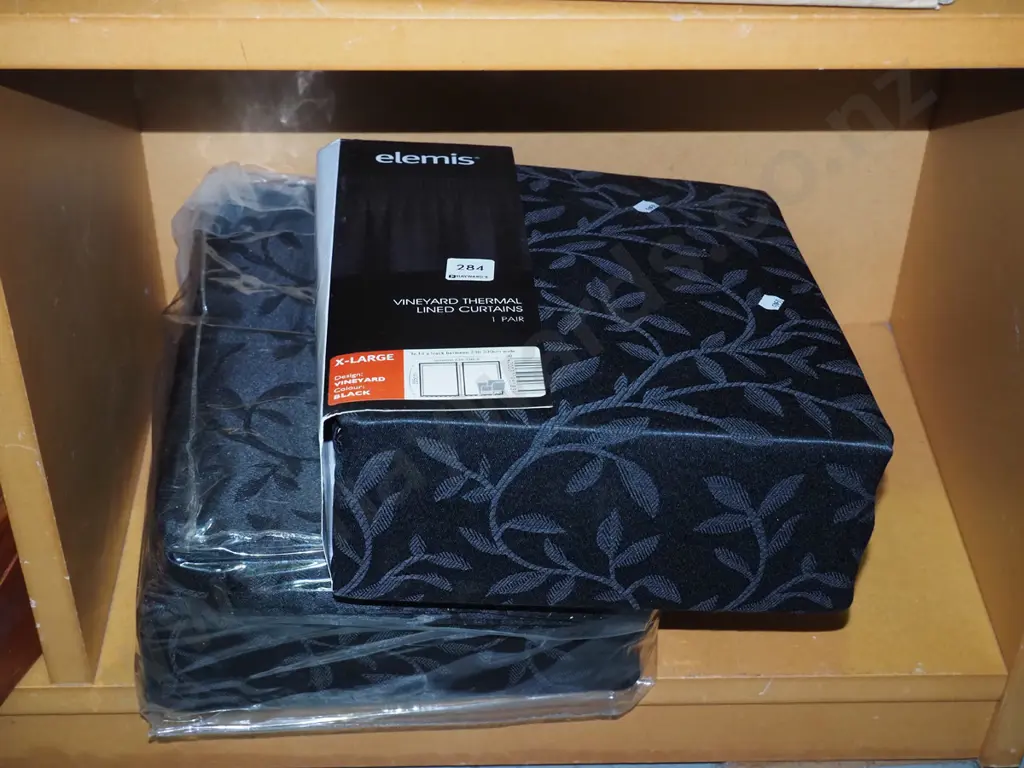 2x pairs of black thermal lined curtains  Image 1++