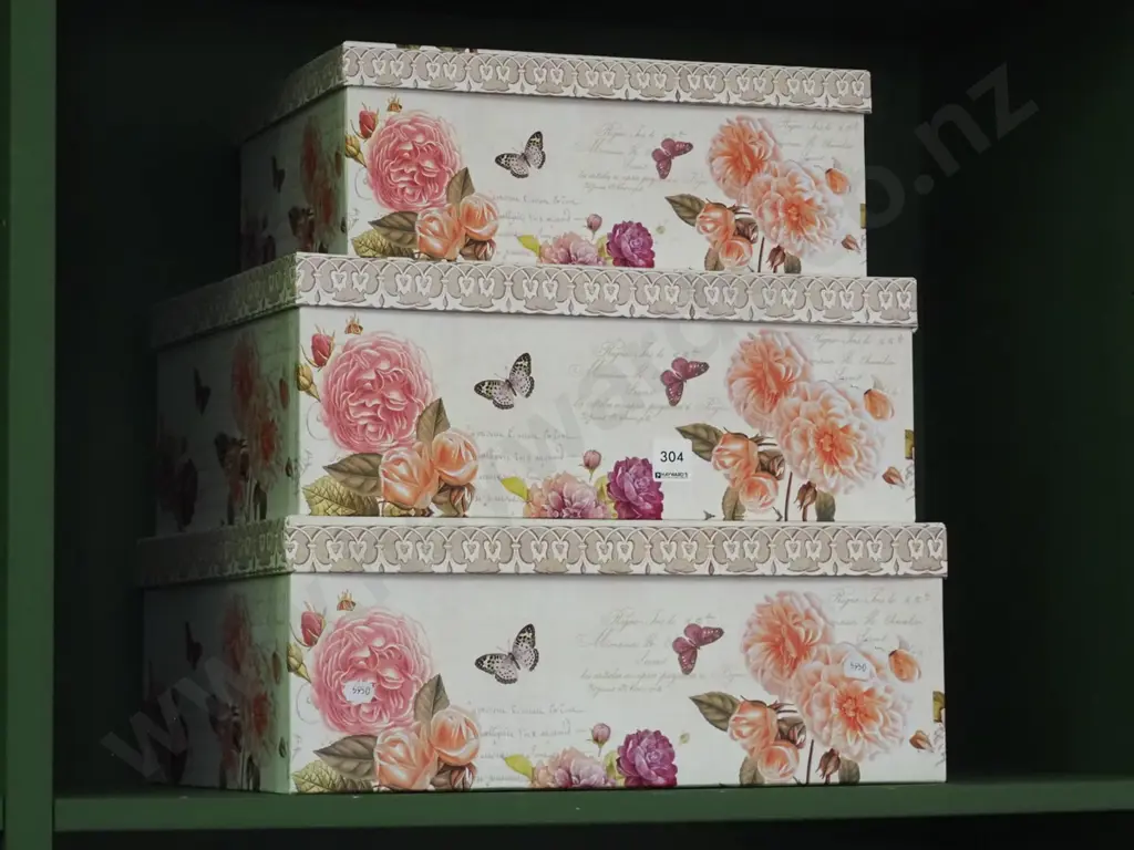 3x floral French themed storage boxes Image 1++