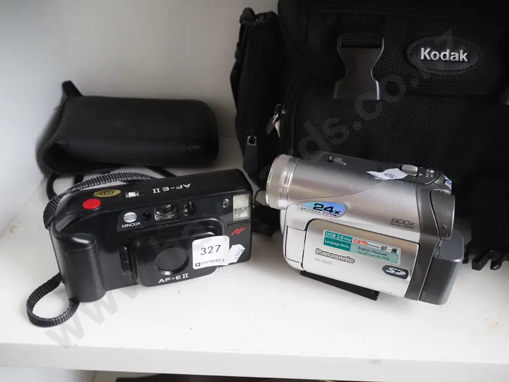 Panasonic video camera, Minolta 35mm camera, camera bag Image 1++