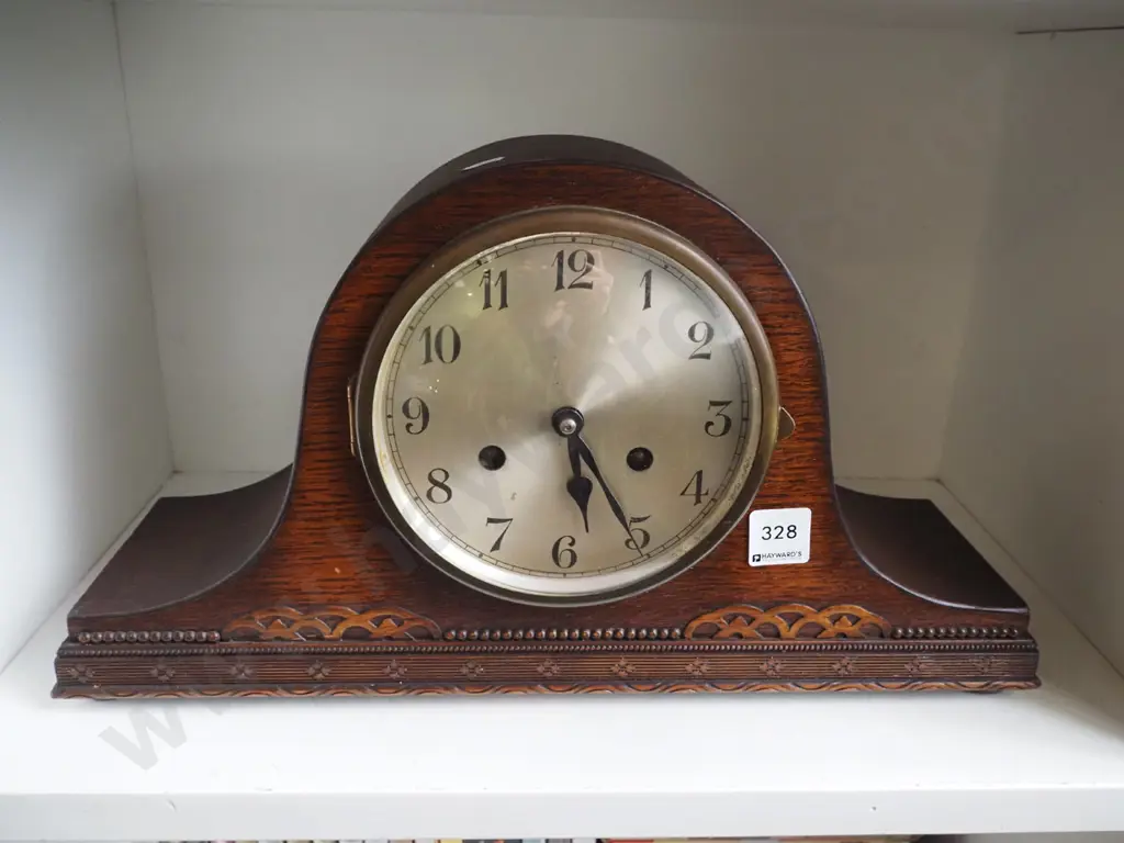 wood cased deco mantle clock Image 1++