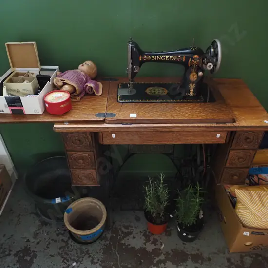 Singer treadle sewing machine -  original belt, good condition for age