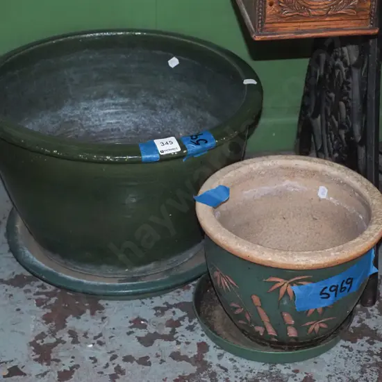 2x glazed planters
