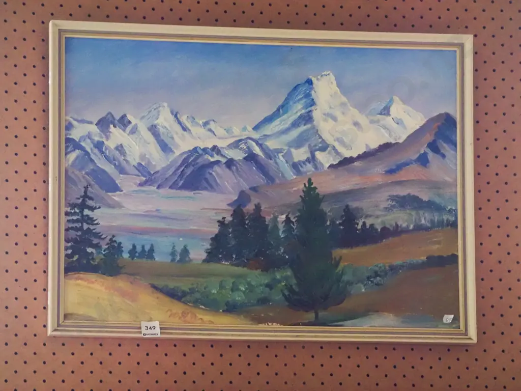 framed oil - mountain scene Image 1++