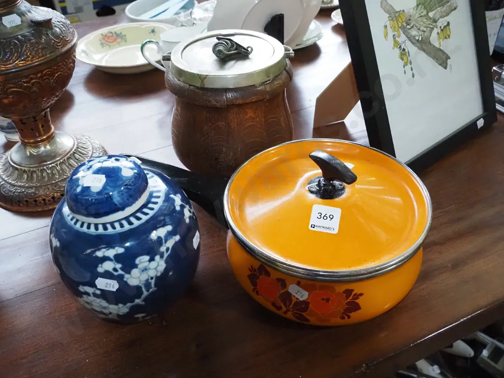 retro enamel pot, ginger jar, oak ice bucket Image 1++
