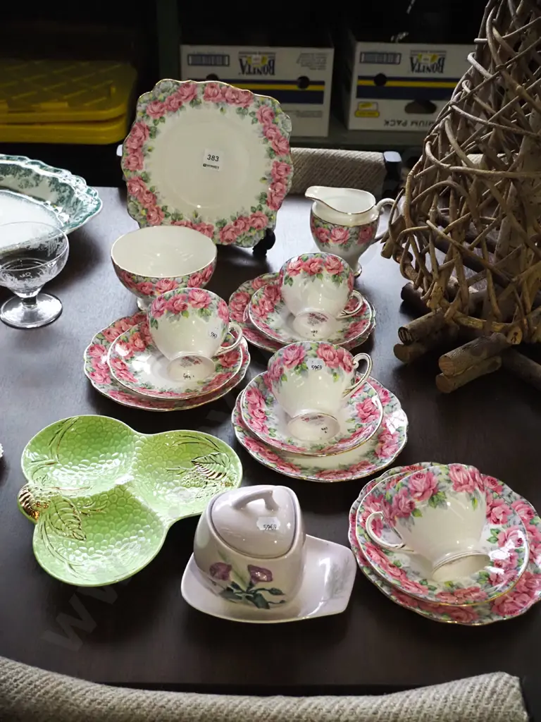 Royal Standard rose of sharon 15 piece tea set and Carlton Ware honey pot etc Image 1++