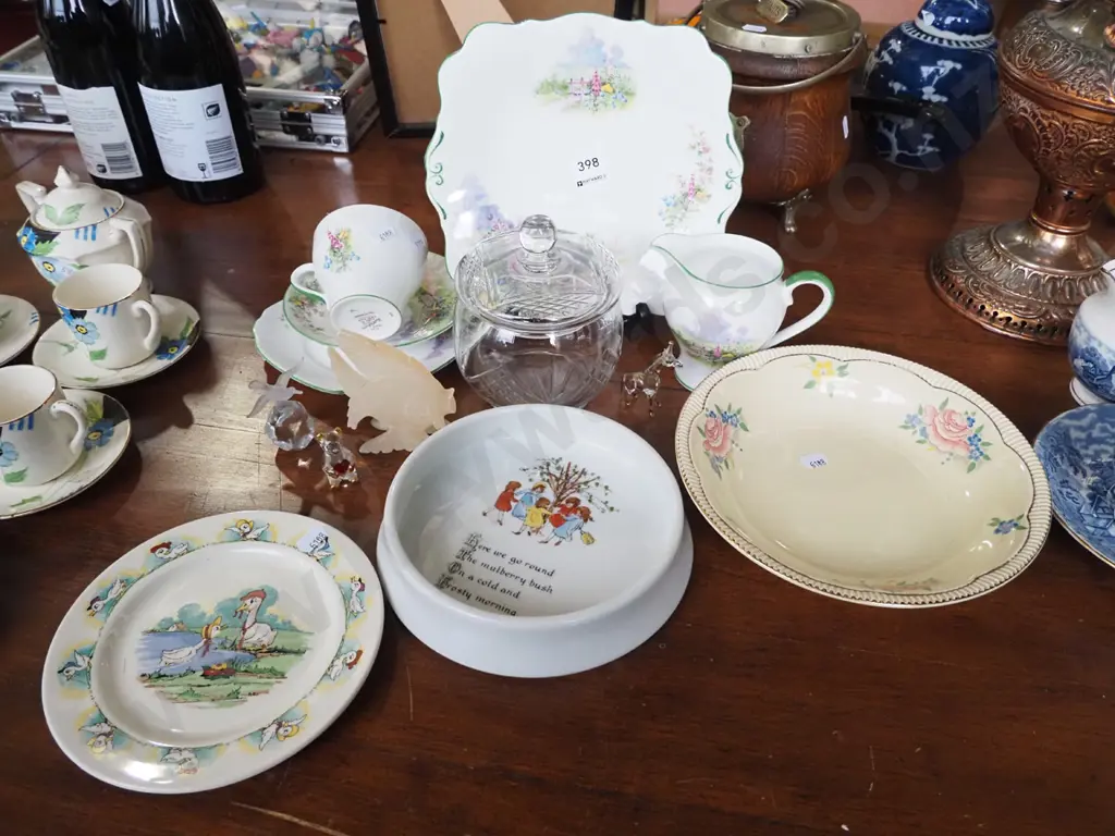 child's bowl, crystal lidded canister, trio etc Image 1++