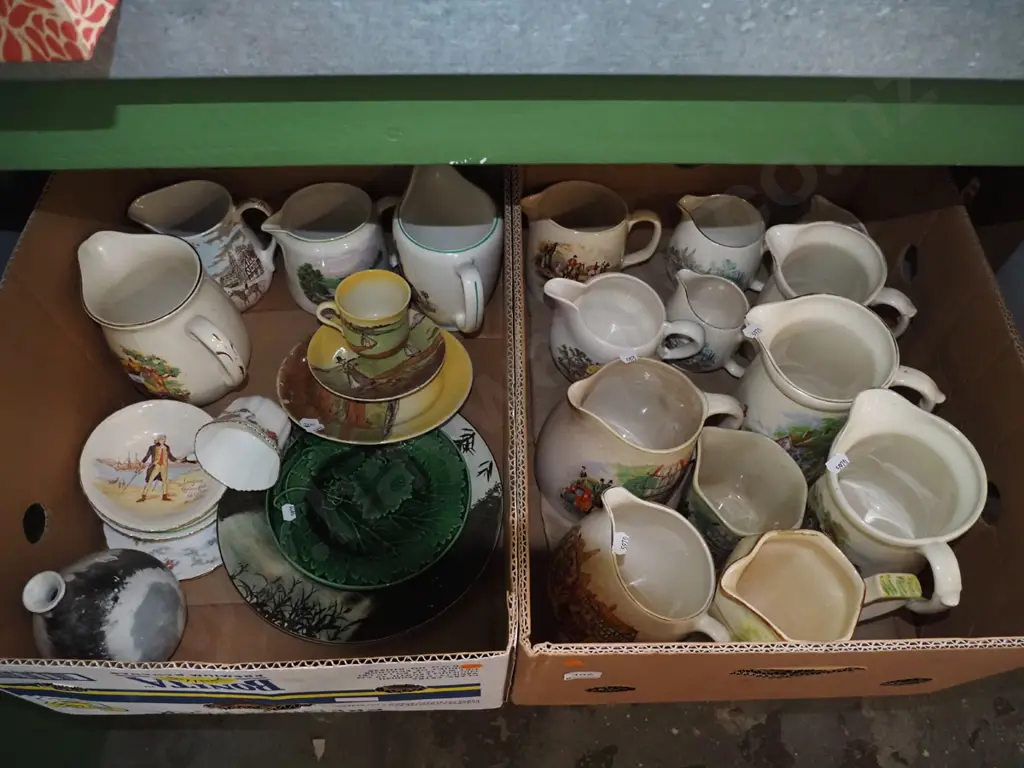 2x boxes; ceramic jugs, bowls, plates etc - orange dots Image 1++